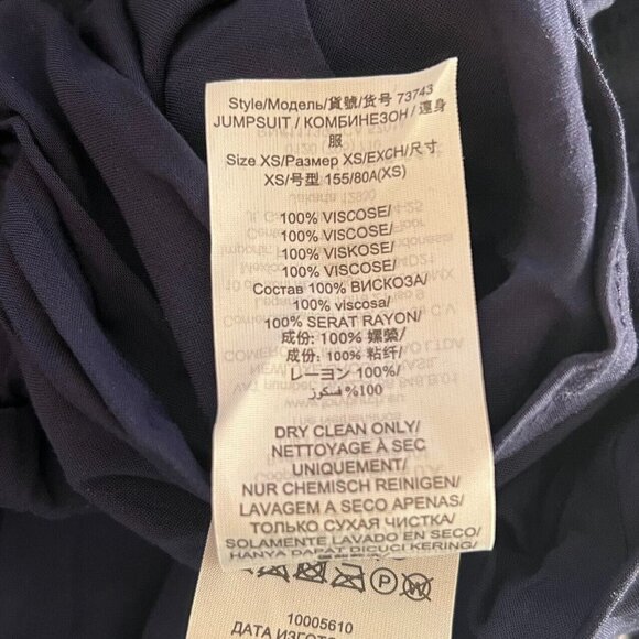 NWOT Tory Burch Smocked Shoulder-Tie Jumpsuit Size XS Navy Blue - Picture 12 of 13